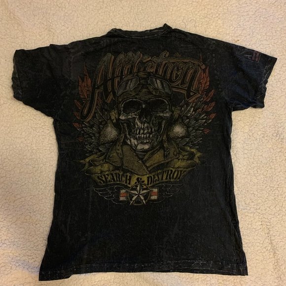 T-shirt Uomo Affliction Biker T-shirt Uomo Affliction Xtreme Couture - Stile Biker/MMA, Blu, Taglie Da S A 5XL - Nuova Con Etichetta Spugna Adesiva